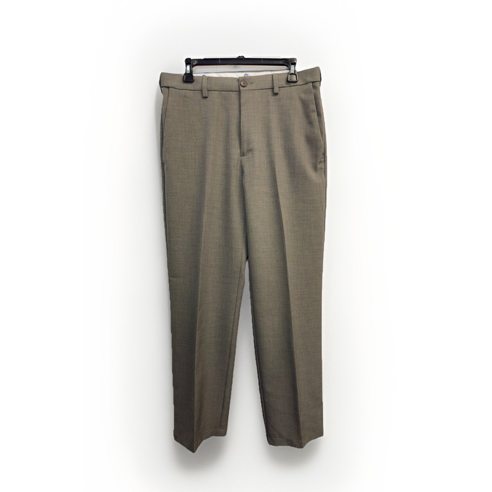 Haggar Pants Mens 32X30 Taupe‎ Classic Fit Straight Leg Cool 18 Expandable Waist